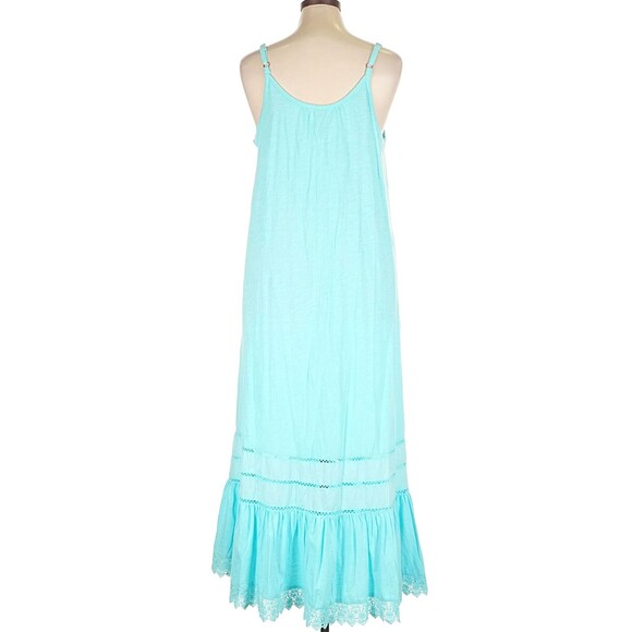 Torrid Swim Maxi Dress Size 1X Blue Cotton Crochet Hem Cover Up Sleep Lounge NWT - Picture 8 of 12